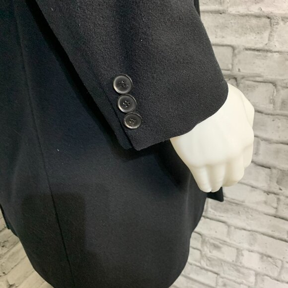 Hugo Boss Wool Trench Coat Large Black Preppy Old Money Corpcore 90s Overcoat - Picture 4 of 16